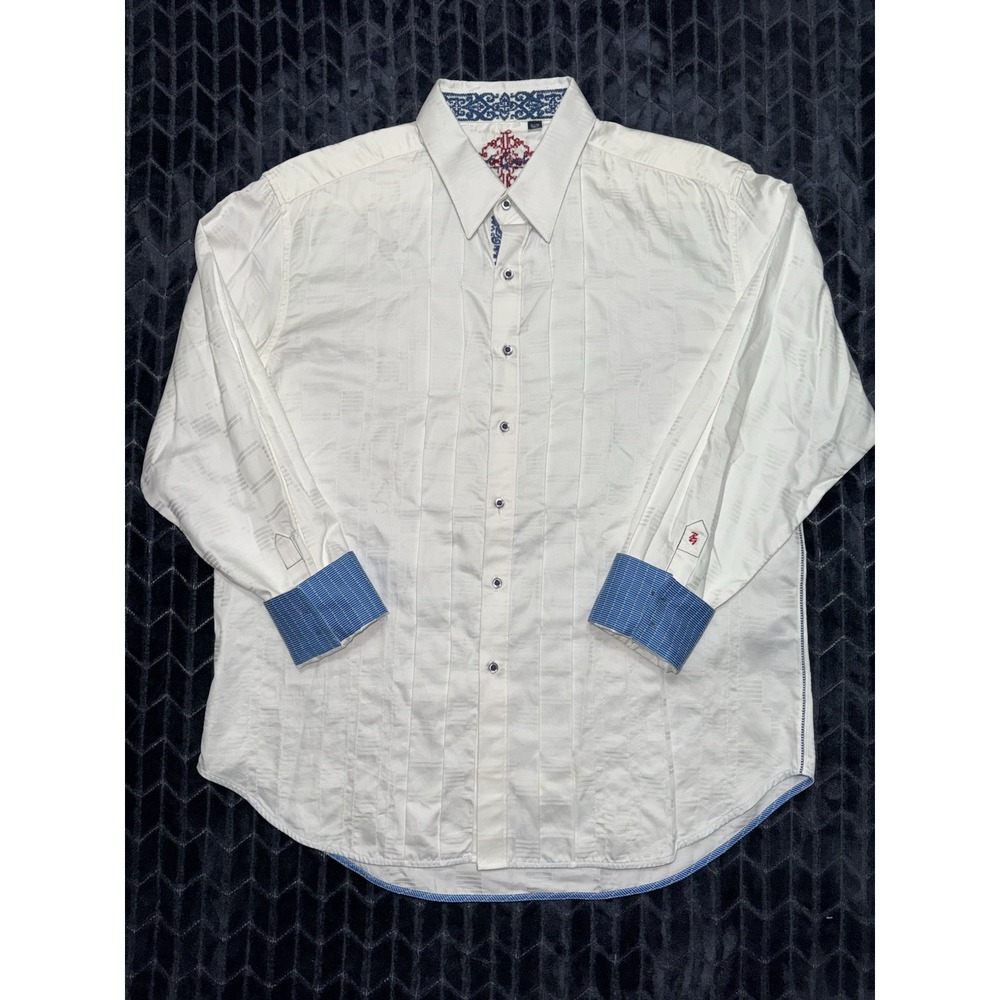 Robert Graham Mens Embroidered Romancing the Stone Dress Shirt Size XL